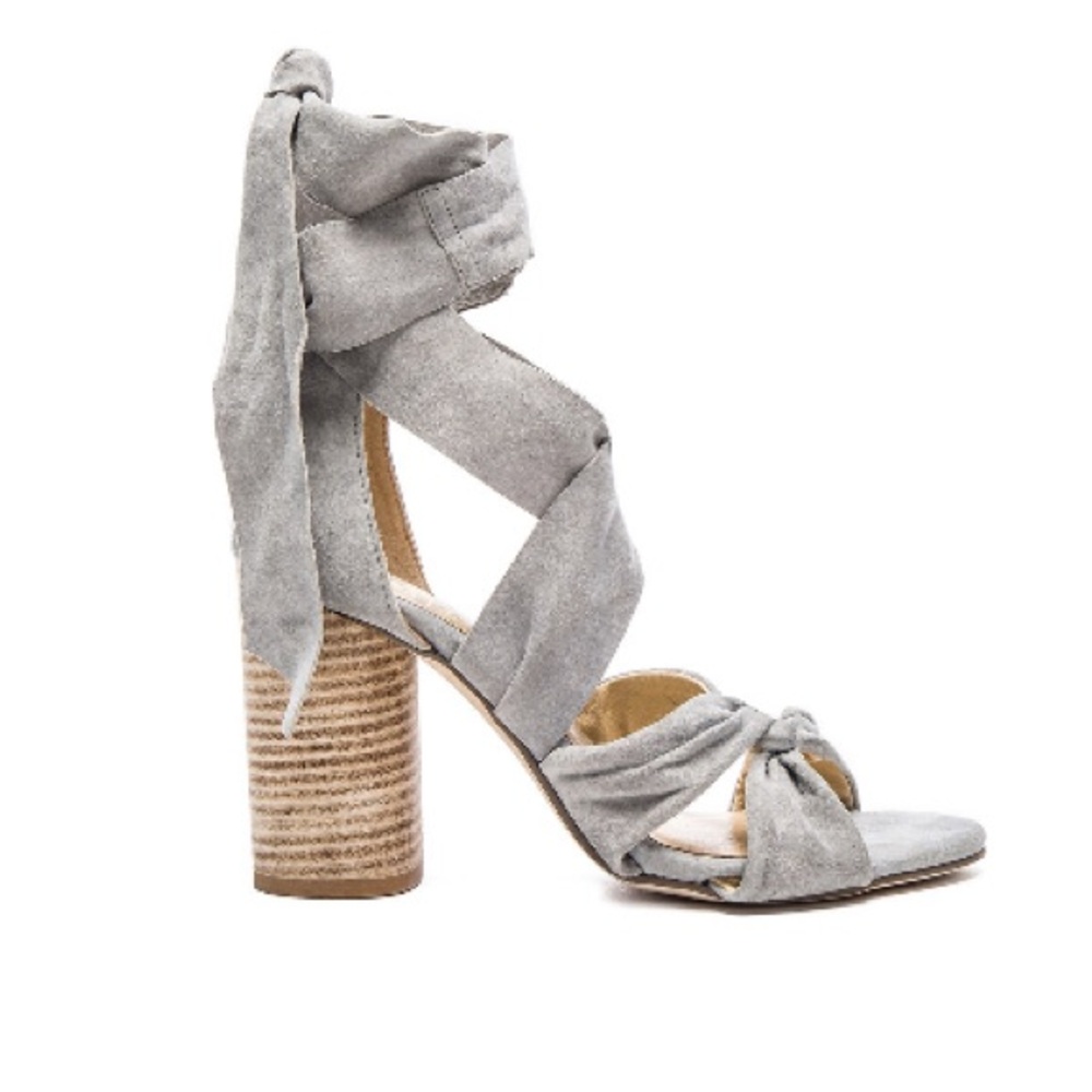 RAYE x For Love & Lemons Gray Myra Suede Heels. Color is Smoke. Size 37.